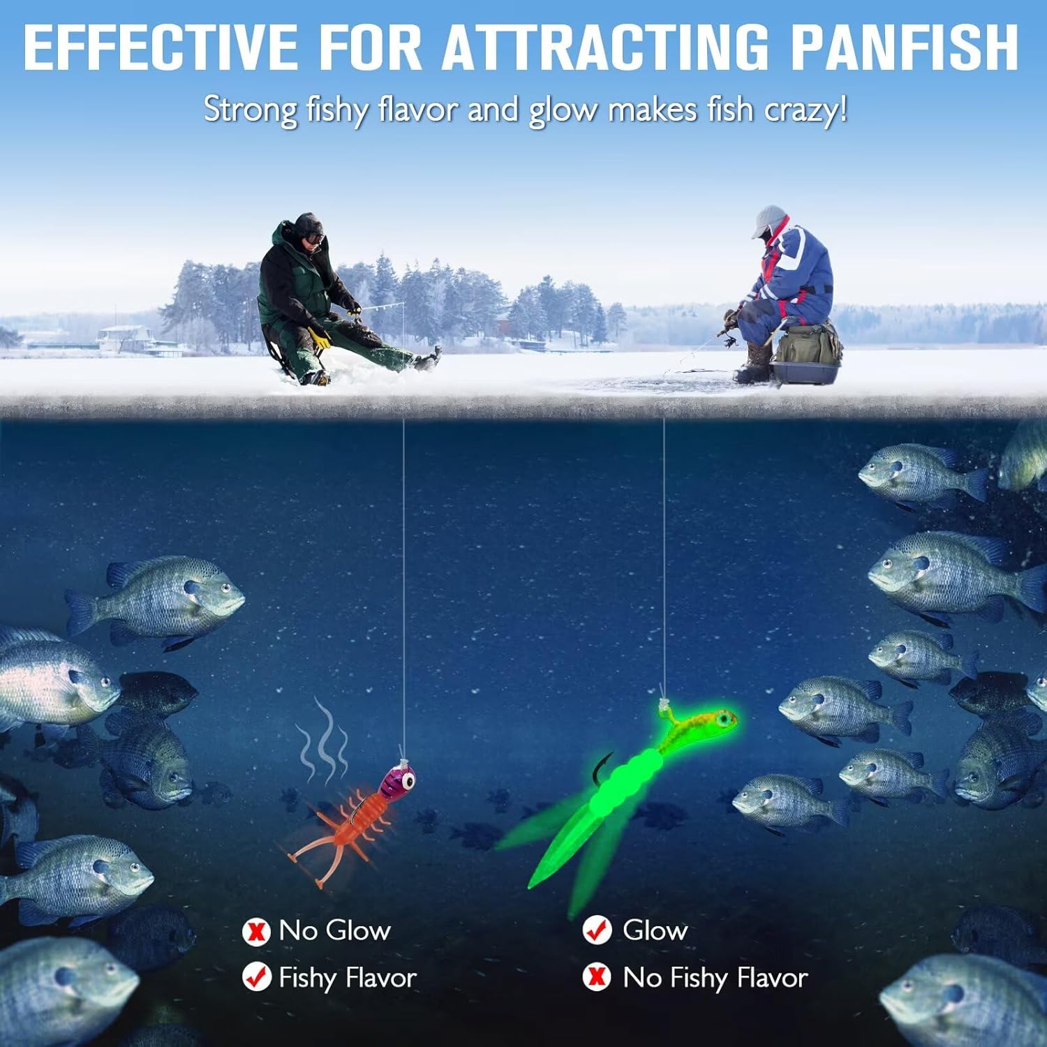 Dovesun Ice Fishing Jigs Kit Ice Fishing Lures Glow in The Dark Fishing Gear Lures 20-93Pcs Jig Head with Tackle Box for Panfish Walleye Crappie Perch Bluegil Trout