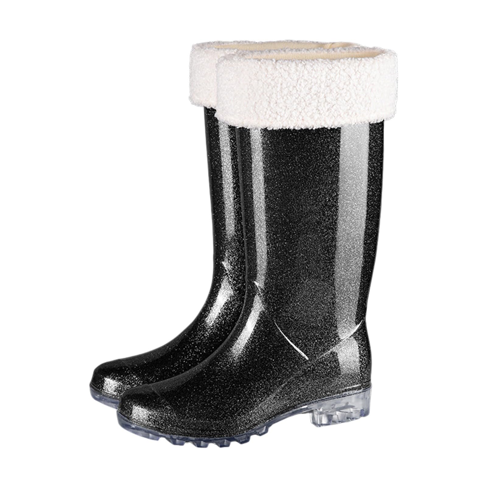 Genérico Botas De Agua Mujer Caña Alta, Zapatos Lluvia Mujer, Suela Gruesa Ligero Impermeables Antideslizante Galochas Casual Monocromo Cómodo Holgados Moda Botas Adecuado Para Clima Frío