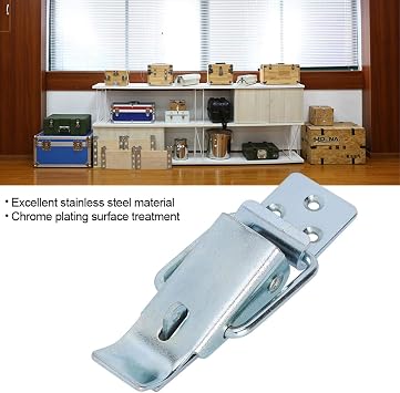 4 Pack Stainless Steel Tension Clasp Lever Clasp Spring Toggle Latch Hasp Catch Clamp Clip Cap Lock for Toolbox Drawer Chest Case Cabinet