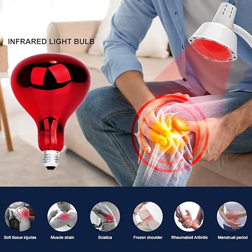 Miniatura 4 de YUNCHI Bombilla de luz roja infrarroja, bombillas de lámpara de calor roja de 275 W para cría, pollos, cachorros, servicio de alimentos, baño,