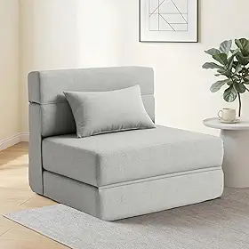 SUYOLS Sofá-cama dobrável com travesseiro - Cadeira conversível sofá de chão e colchão de dormir, cama dobrável de espuma viscoelástica para sala de estar/dormitório/quarto de hóspedes/escritório em