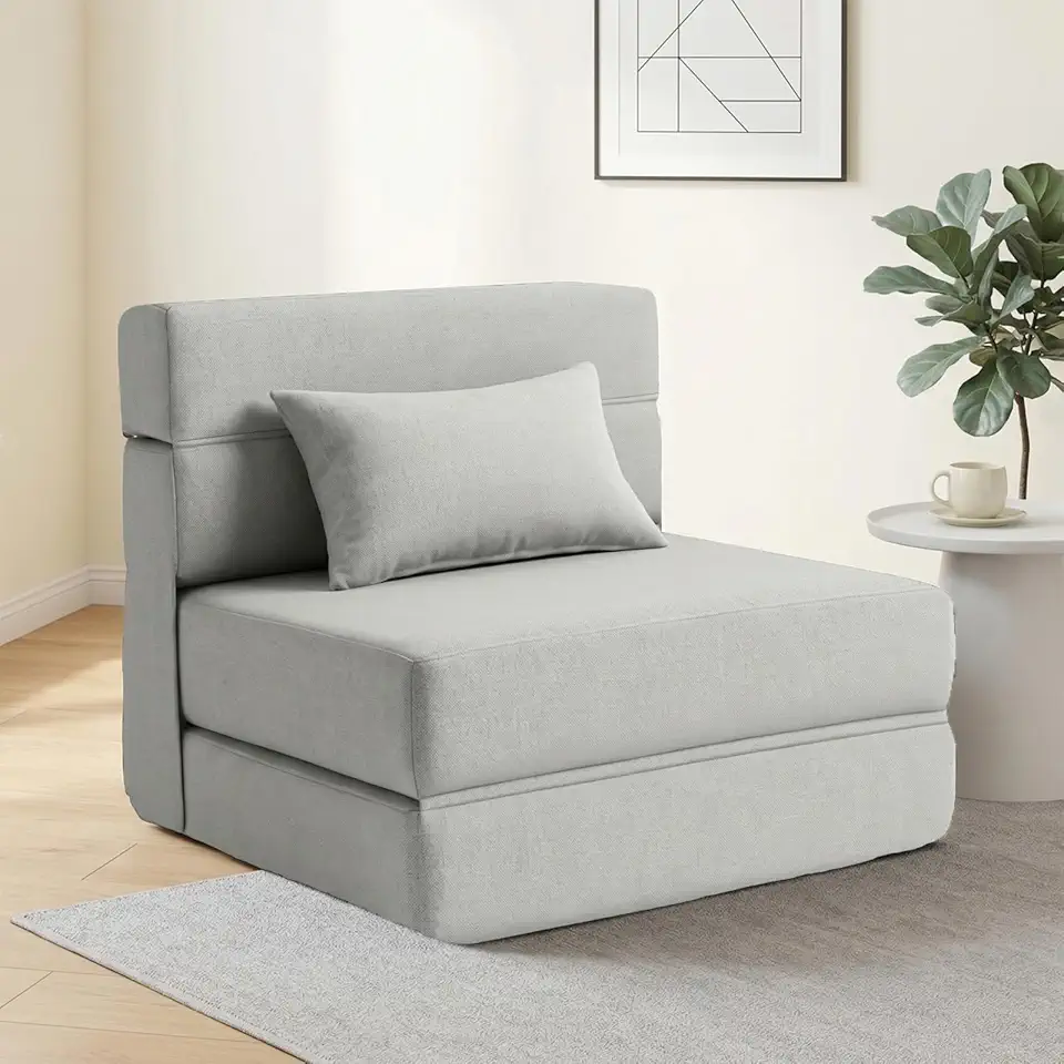 SUYOLS Sofá-cama dobrável com travesseiro - Cadeira conversível sofá de chão e colchão de dormir, cama dobrável de espuma viscoelástica para sala de estar/dormitório/quarto de hóspedes/escritório em