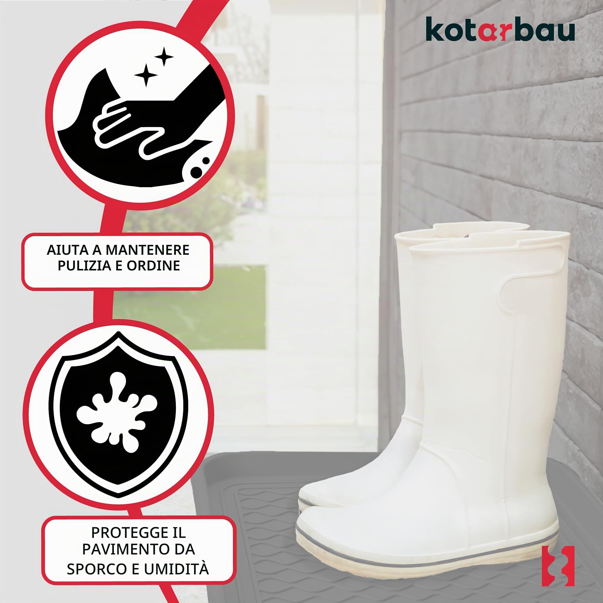 KOTARBAU® 2 pz. Tappetino Scarpe Ingresso - Vassoio Antigoccia- Plastica - 38 x 50 cm - Nero - Poggia Scarpe - Antigoccia - Facile da Pulire - Impermeabile