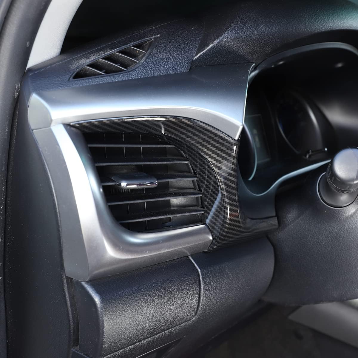 Car ABS Carbon Fiber Inner Look Central Console Side Air Outlet Panel Cover Trim Stickers Fit For Toyota Hilux 2015 2016 2017 2018 2019 2020 2021