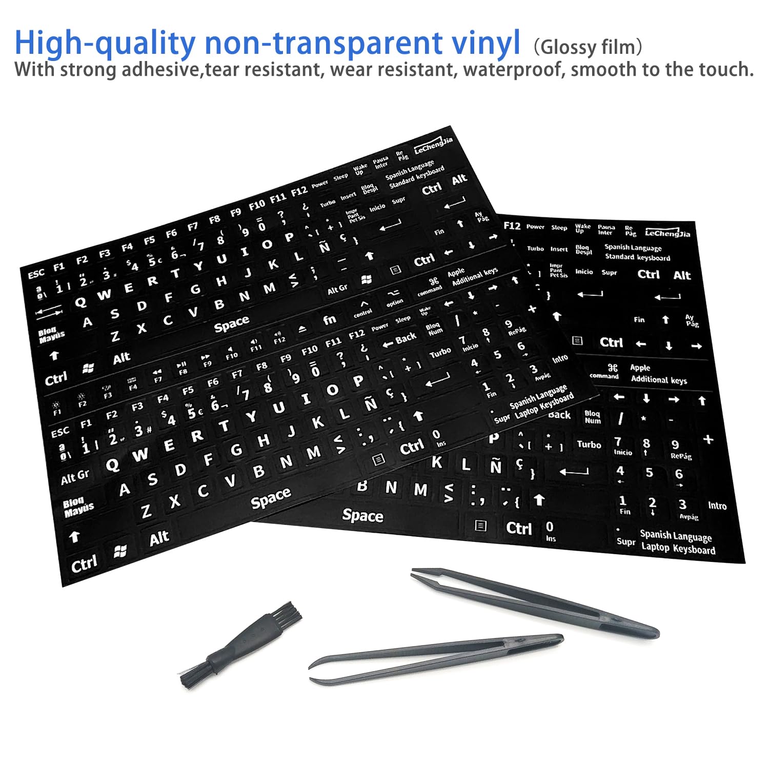 Pegatinas para Teclado Español, 2 Pcs de Repuesto de Letras, para Cualquier Teclado Estándar, Computadora Portátil (Diseño en Español, Mate)
