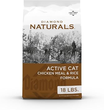 Diamond Naturals Active Kitten, Adult & Senior Cat Food, Chicken Meal, 18lb | High Protein, High Fat Formula | DHA to Help Support Brain & Vision Development | Taurine for Heart & Eye Health