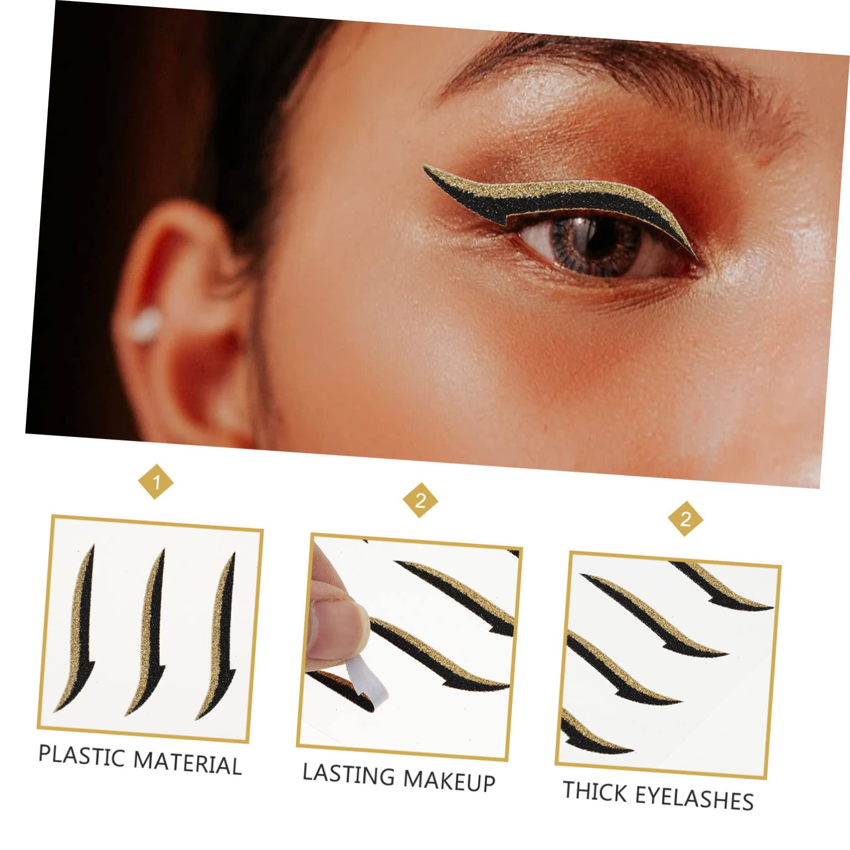 Healvian 160paires Autocollants Eyeliner Réutilisables Pour Double Paupière Stickers Cat Eye Colorés Parfait Pour Halloween Cosplay Et Fêtes