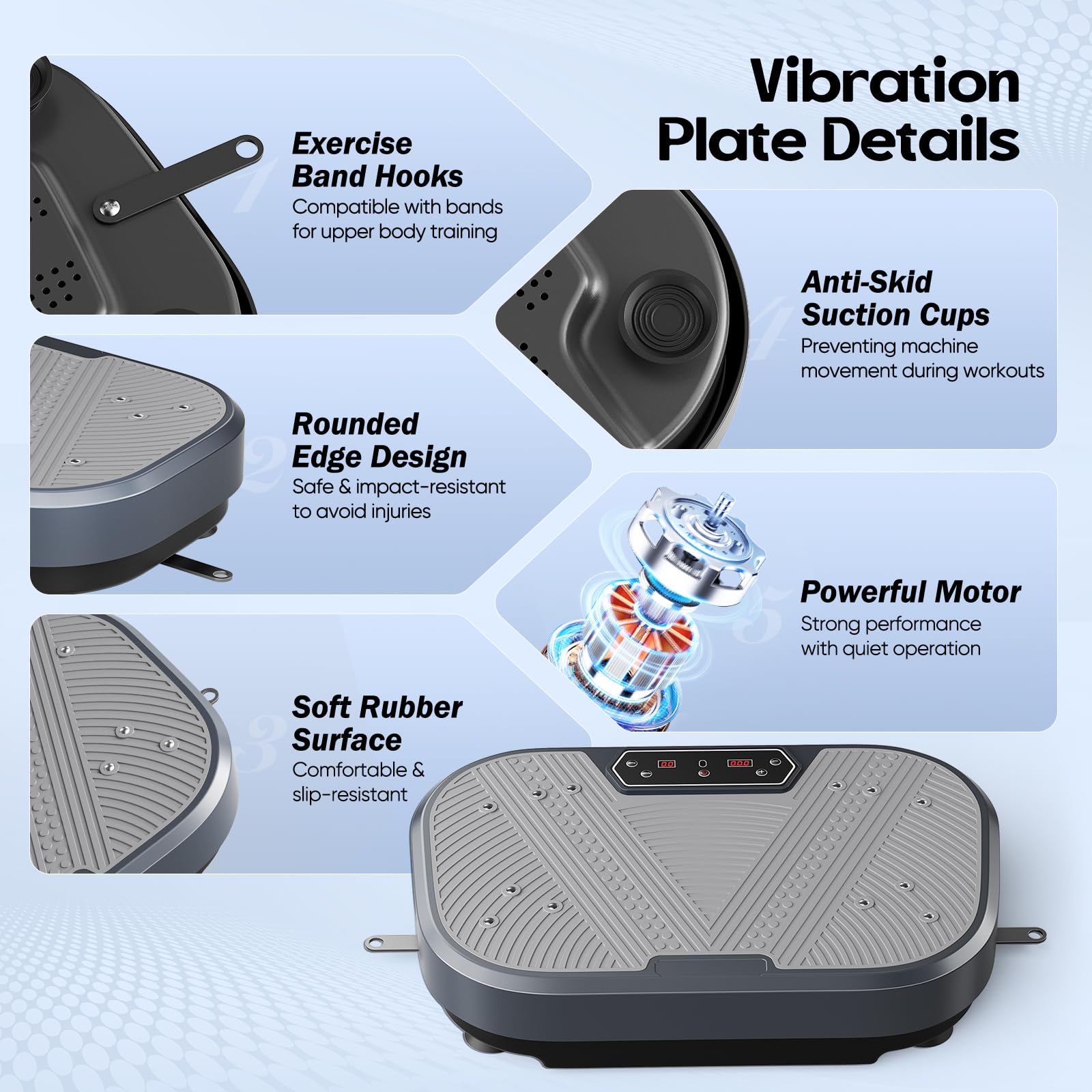 Plataforma Vibratoria, 120 Velocidades Plataforma Vibración Muscular para Musculación y Moldeado,Altavoz Bluetooth y Bandas Elásticas Fitness en Casa para Quemar Grasa y Adelgazar