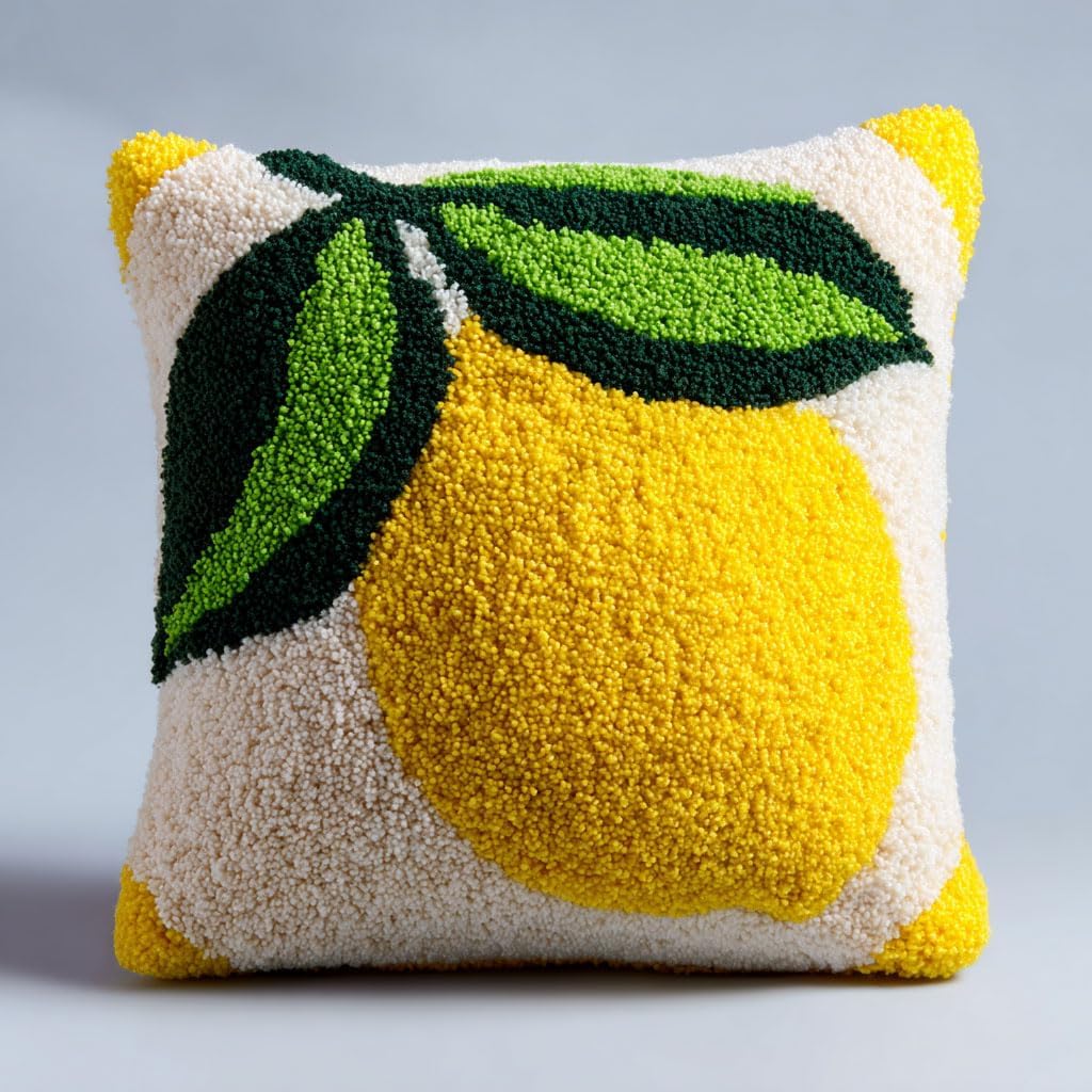 AMBATTERY Latch Hook Kits for Adults Beginners Colorful Flowers DIY Crochet Pillow Kit Pre-Printed Pillowcase Hook and Latch Rug Kits Needlework Cushion Cover 17x17 in