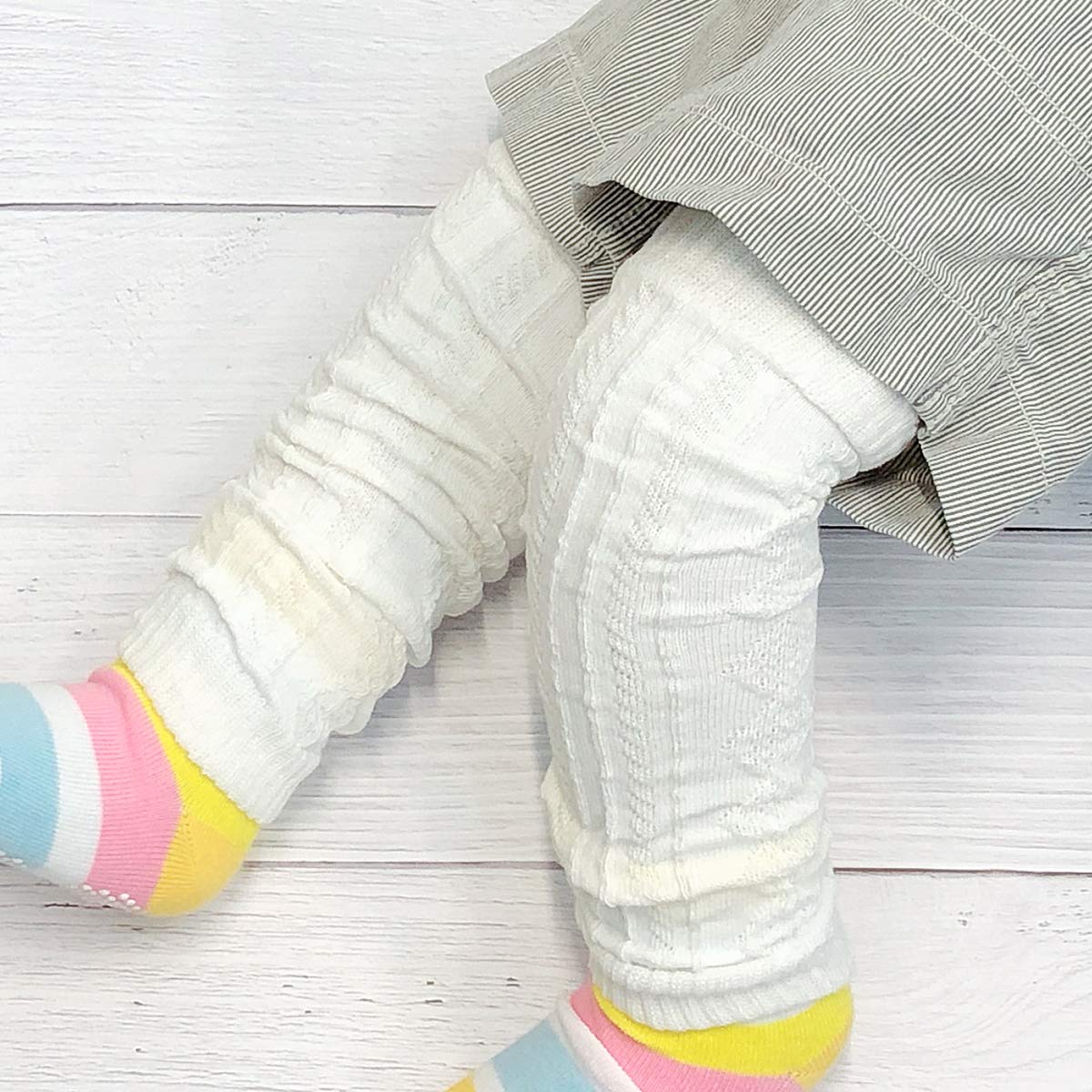 allydrew Paquete de 3 calentadores de piernas de bebé y calentadores de piernas para niños pequeños, gris, blanco, rosa