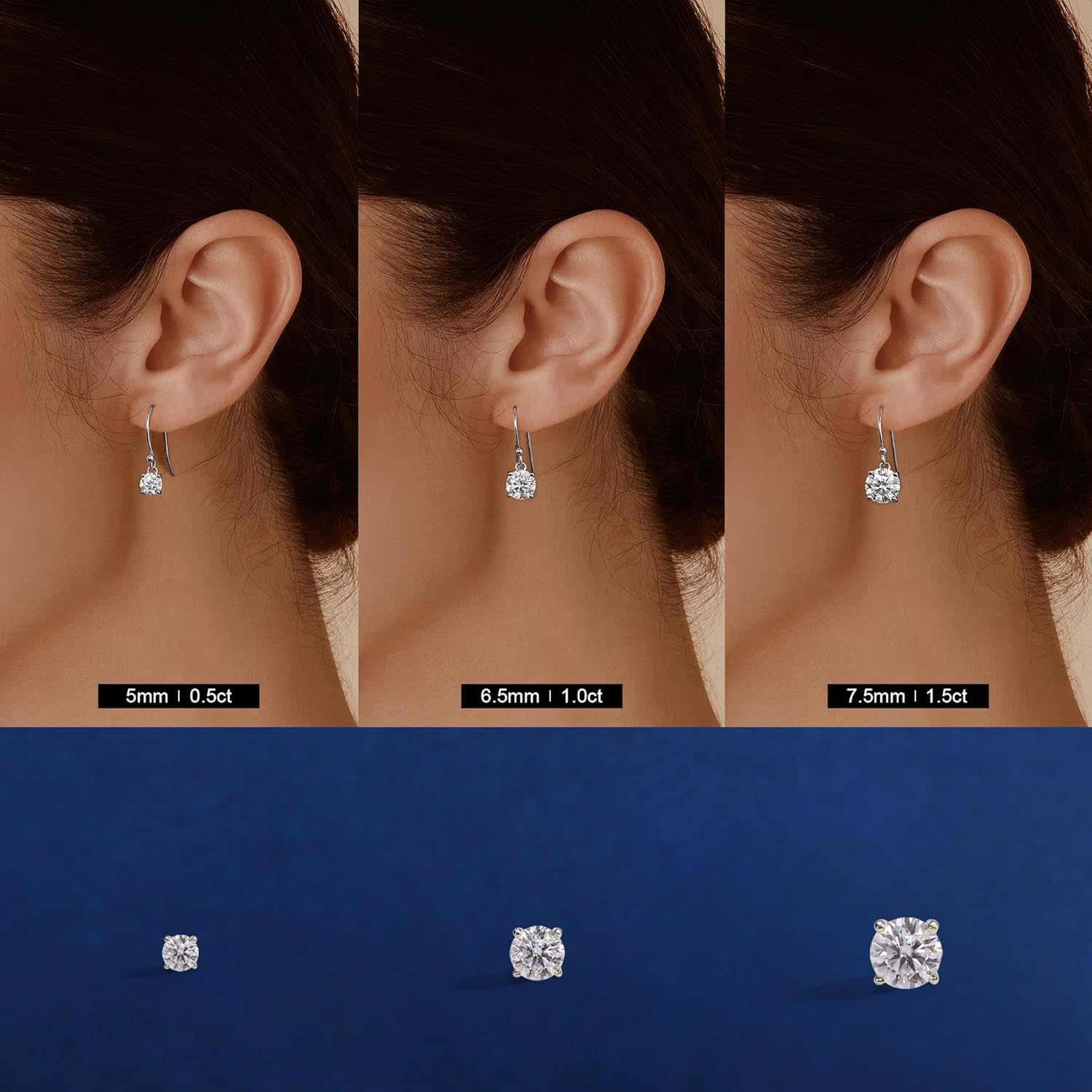 MOOSEA Moissanite Hook Earrings for Women, 925 Sterling Silver 1-3ct Lab Created Moissanite Dangle Earrings for Women Anniversary Birthday Gifts for Wife Mom Girlfriend - Image 5