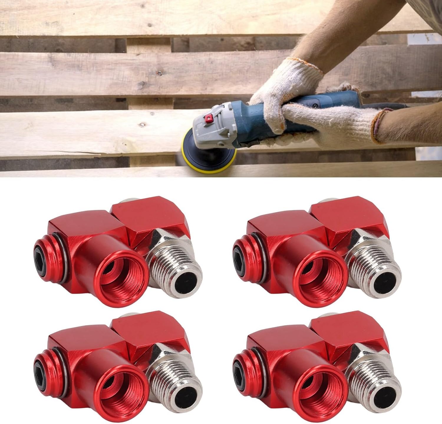 360 Degree Air Hose Connector, Pack of 4 1/4in NPT Thread 360 Degree Swivel Air Hose Connector Industrial Air Hose Fittings Pneumatic Tool Adapter for Grinder Sander Drill Bit