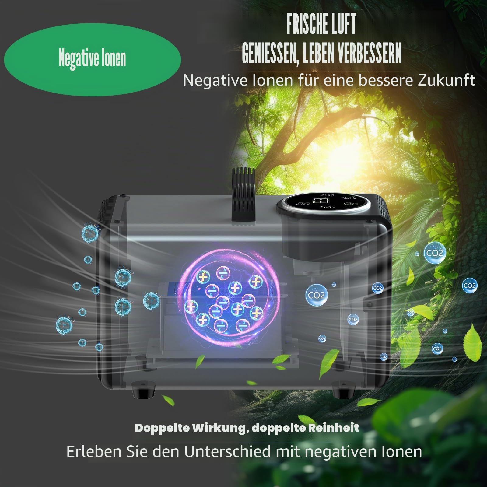 NiwNiw UltraMAX Ozongenerator & Negative-Ionentlüfter 2-in-1 mit Timer, Geruchsentfernung für Auto, Rauch, Haustiere, Zuhause, Wohnmobile, Keller, Küche