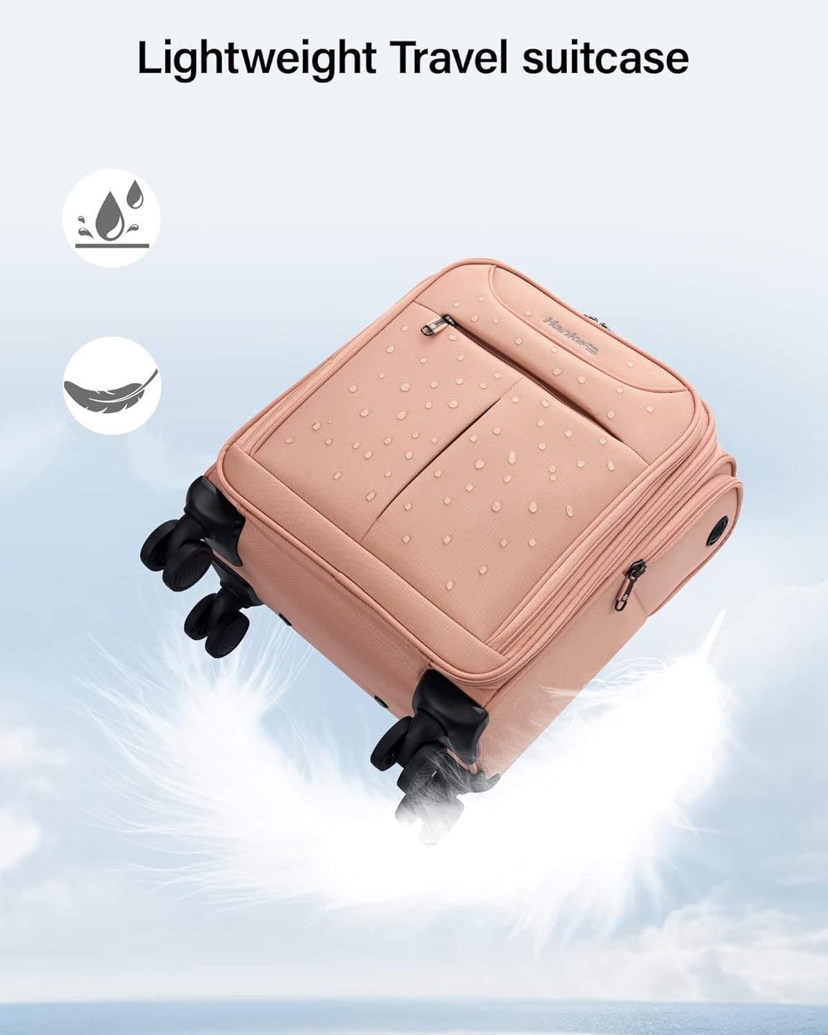 Hanke Underseat Carry On Luggage with Wheels, Lightweight Small Suitcase Airline Approved 16 Inch Softside Personal Item Travel Bag for Women Men, Compact Under Seat Luggage with Spinner Wheels.(Pink) - Image 8