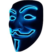 Southsky Mask V Vendetta LED Mask EL Wire Lights for Halloween Costume Cosplay Party