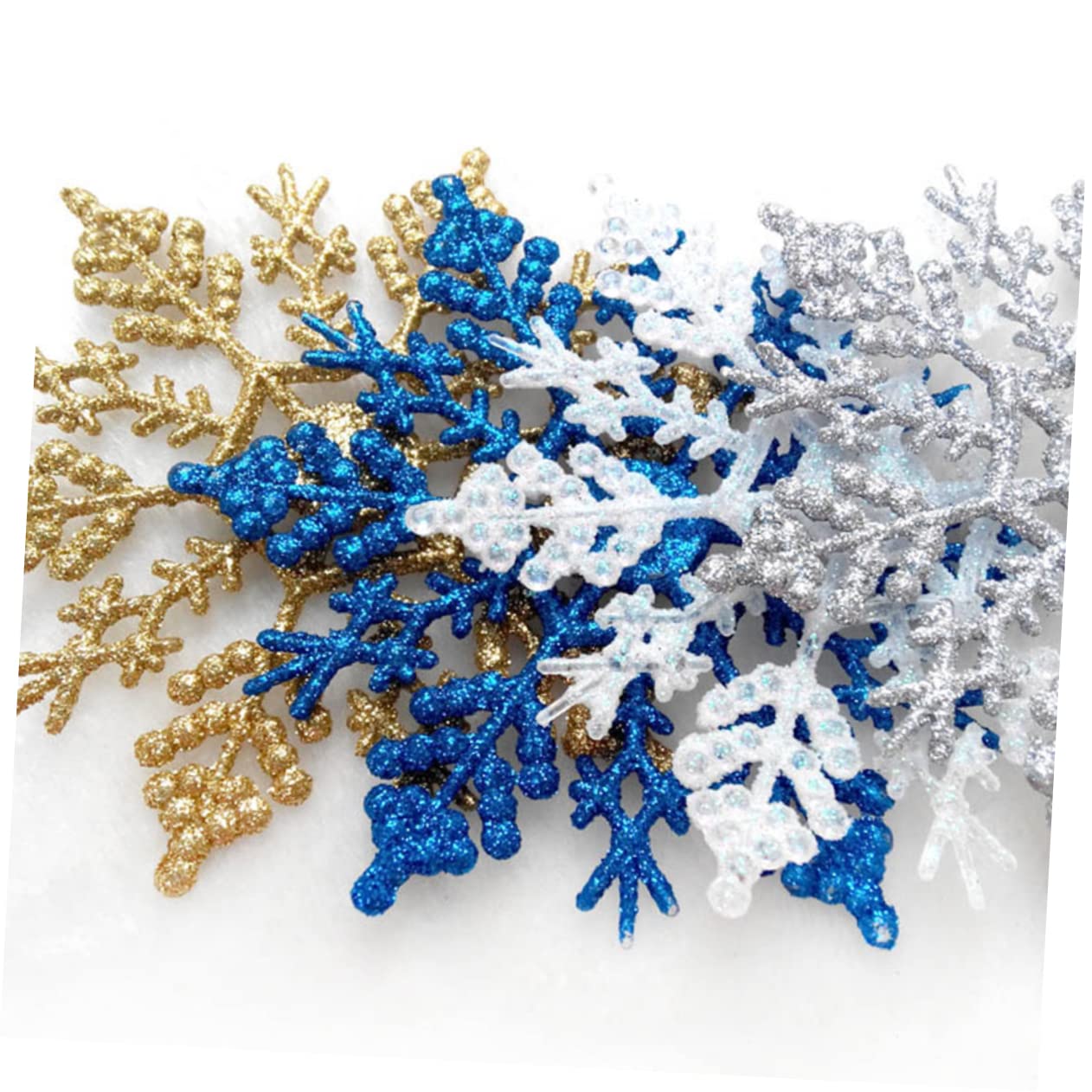Amosfun 12 Piezas Brillo Plateado Cara Veneciana Decoracion Ornamento decoración Adornos navideños de Copos de Nieve Decoraciones de Copos de Nieve Navidad de Nieve Techo