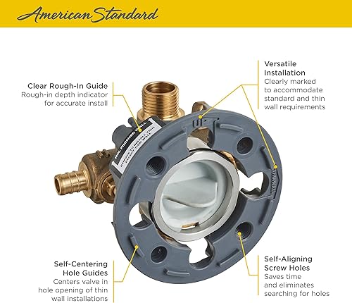 Miniatura 5 de American Standard RU107SS - Válvula de ducha flash con entradas PEX y salidas universales con topes de destornillador para sistema de anillo de
