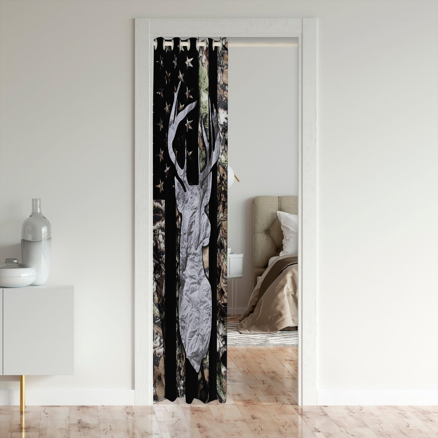 Tenda per porta a forma di orso per la privacy 106 x 203 cm per armadio con animali selvatici, tenda rustica, isolata dal 30% al 50%, tenda termica per fattoria, animali selvatici