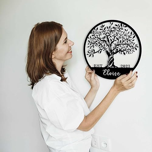 Miniatura 6 de Letrero de metal personalizado del árbol de la vida, letrero con nombre personalizado, arte de pared del árbol de la vida, letrero de árbol de metal