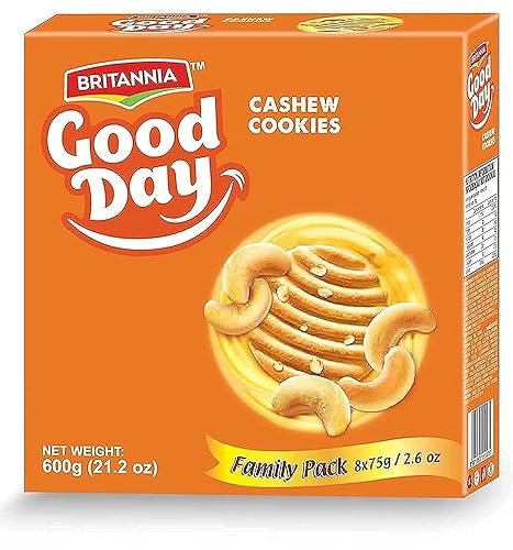Britannia Good Day Paquete familiar de galletas de anacardo de 21.2 onzas (21.16 oz) – Snacks para desayuno y té – Deliciosas galletas de