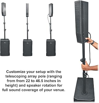 Rockville Titan Column 12 650W RMS Powered Array Speaker Subwoofer System