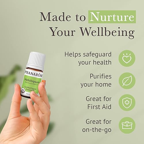 Miniatura 5 de Pranarom Aceite esencial de helichrysum orgánico certificado por USDA (0.07 onzas líquidas), 100% puro y natural de grado terapéutico para cuidado