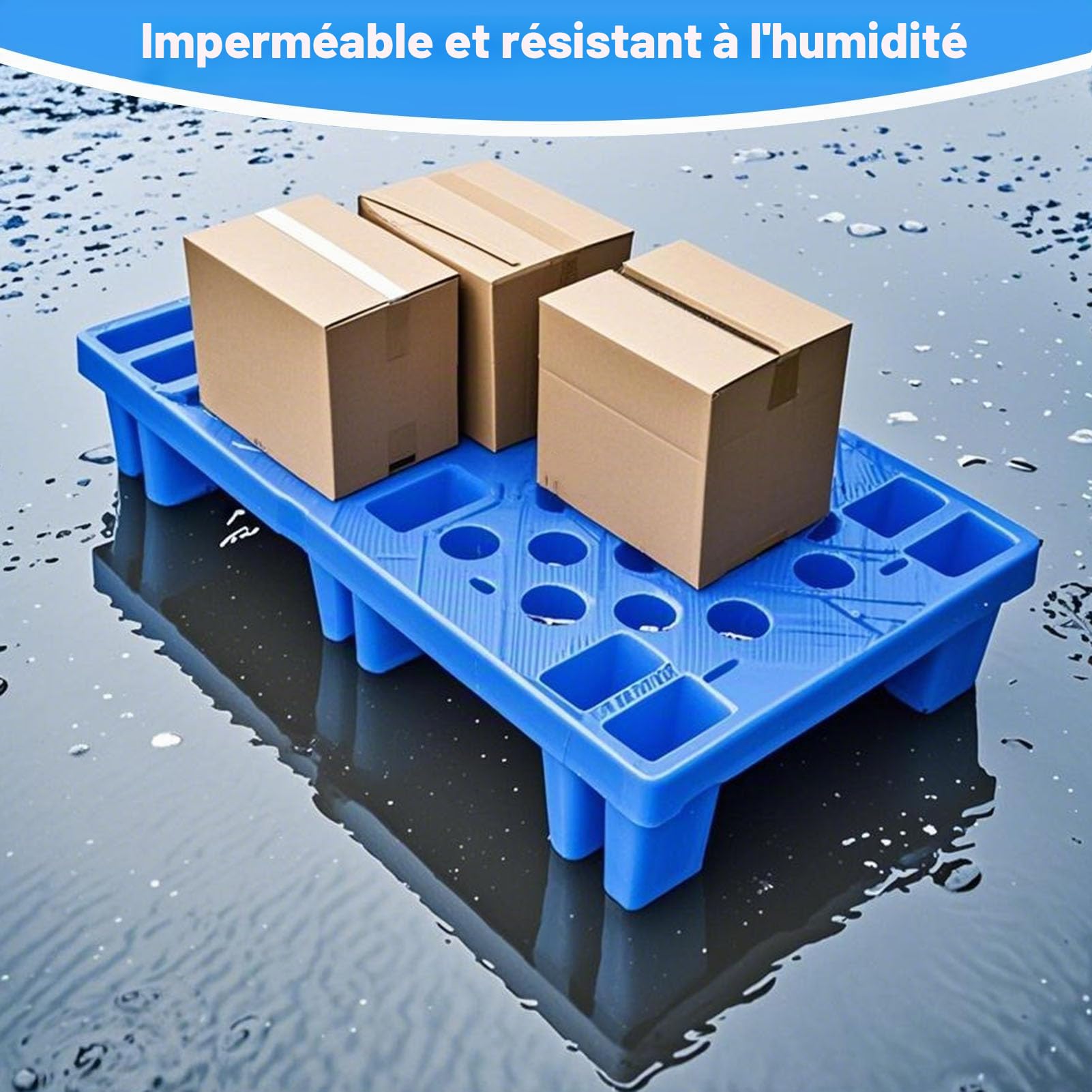 6pcs-Palette en Plastique, 50x30x10cm Résistant À l'eau Palettes Plastiques Légères Entrepôt, Palette D'expédition Emboîtable, Grille Respirante pour Supermarché Cuisine Extérieur