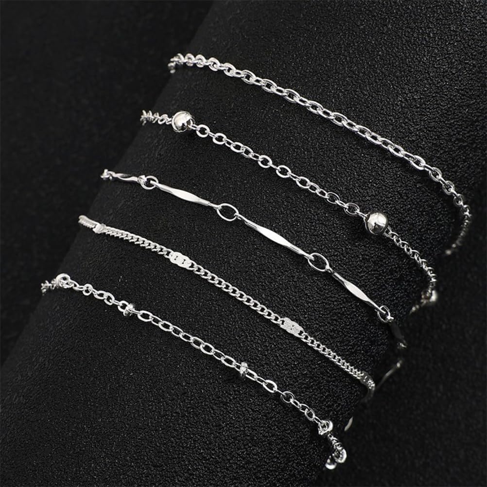 4 Bracelets Cheville Perles Boho MKVZIYE - Acier Inoxydable Réglable - Style Plage Et Été