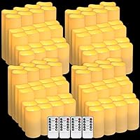 Vista 9 de Velas LED parpadeantes sin llama con efecto corteza de abedul, juego de 9 pilares de cera real que funcionan con pilas con control remoto de 10 6