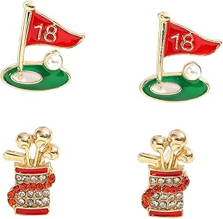2 Pairs of Golf Earrings Studs Sets for Women, Fashion Sports Earring Studs Stackable Golf Jewelry for Women Game Day Earrings Outfits Gifts