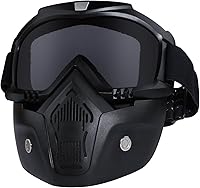 Vista 1 de Gafas de montar para casco de motocicleta con máscara facial extraíble, gafas cálidas desmontables a prueba de niebla, filtro de boca ajustable