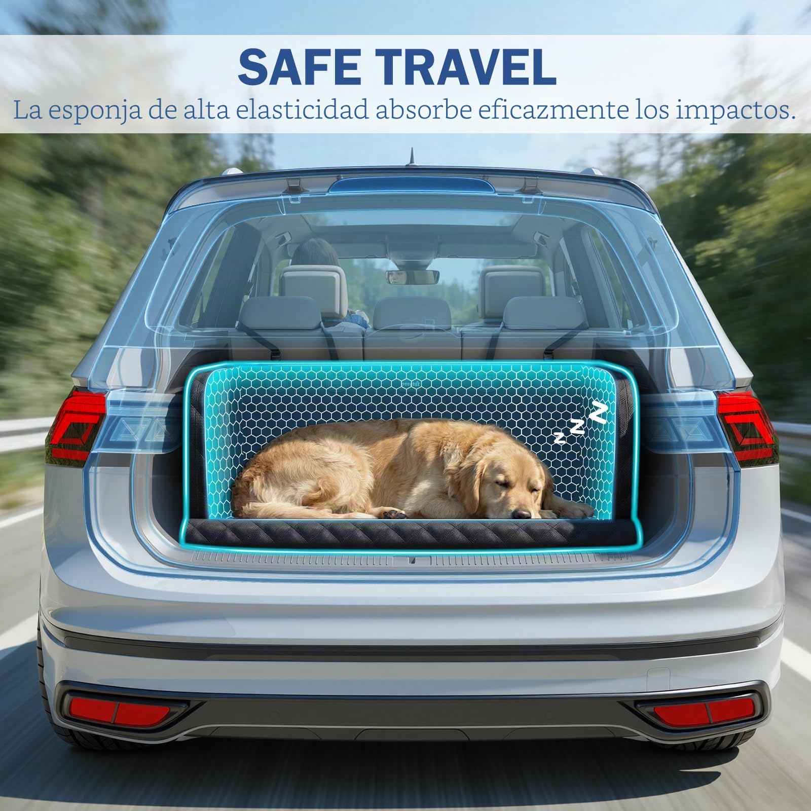 Pecute Funda Maletero Coche Perros, Funda Maletero Coche Perros Impermeable, Protección anticolisión de Esponja, Housse Voiture Chien para SUV-L