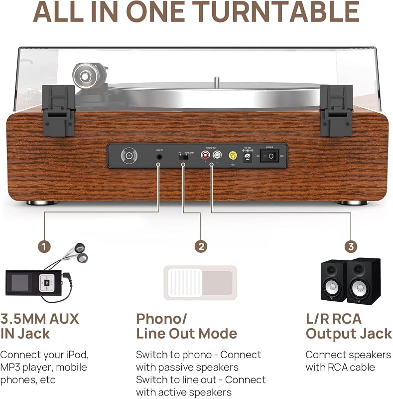 Retrolife Bakelit Lemezjátszó Bluetooth Hangszóróval Sárga/Barna