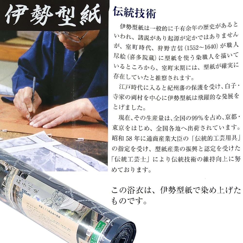 Amazon.co.jp: 浴衣反物 レディース -10J- 茄子川染 伊勢型紙 注