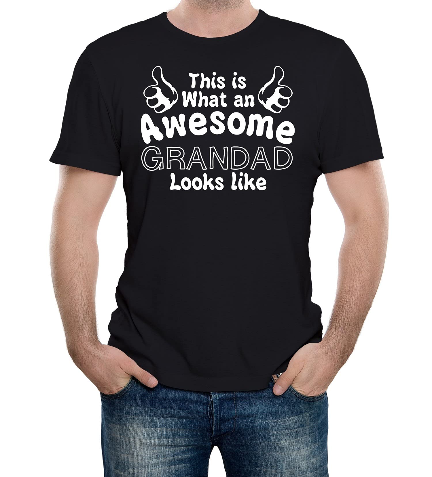 Reality Glitch Men's Black This Is What An Awesome Grandad Looks Like Novelty Slogan Grandad T-Shirt Gift