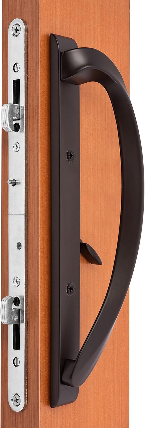 Rockwell Security Modena Contemporary Sliding Door Handle Set Tuscan Bronze Fits 3-15/16 Inch CTC Screw Holes and 1-1/2 Inch to 1-3/4 Inch Thick Doors