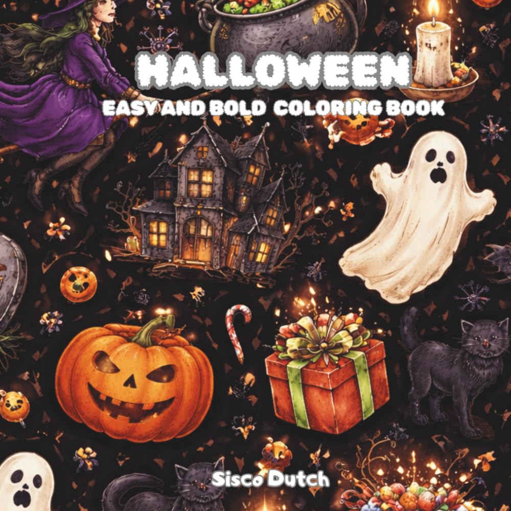 Sisco Dutch Halloween: Easy & Bold Scary Coloring Book