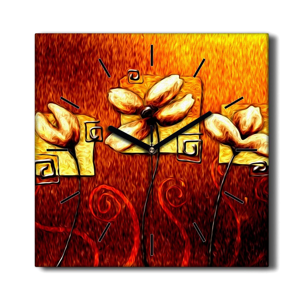 Horloge sur Toile Fleurs Coloray pour Créer une Ambiance Zen et Silencieuse au Salon