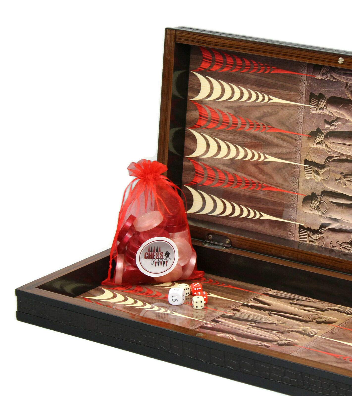 BACKGAMMON SET GRANDE DA GAMBO IN LEGNO PIEGHEVOLE DI QUALITÀ E CIELO (Antico 2,5-50,8 cm)
