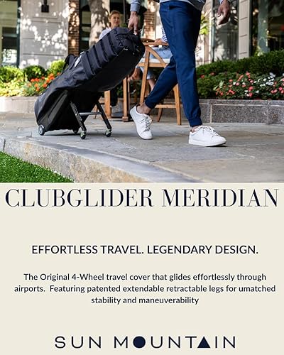 Miniatura 9 de Sun Mountain ClubGlider Meridian Bolsa de Viaje de Golf - Sistema de Rodamiento de 4 Ruedas, Patas Extensibles y Retráctiles para Transporte Fácil