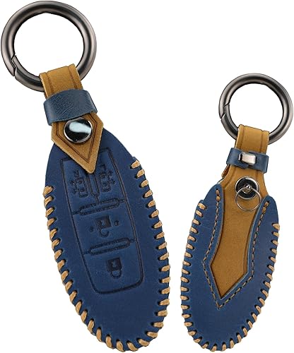 KUNIO Funda protectora para llave de coche para Nissan March Quest Patrol, funda protectora de cuero, accesorios para automóvil, 4 botones, color disponible en Yaxa Peru