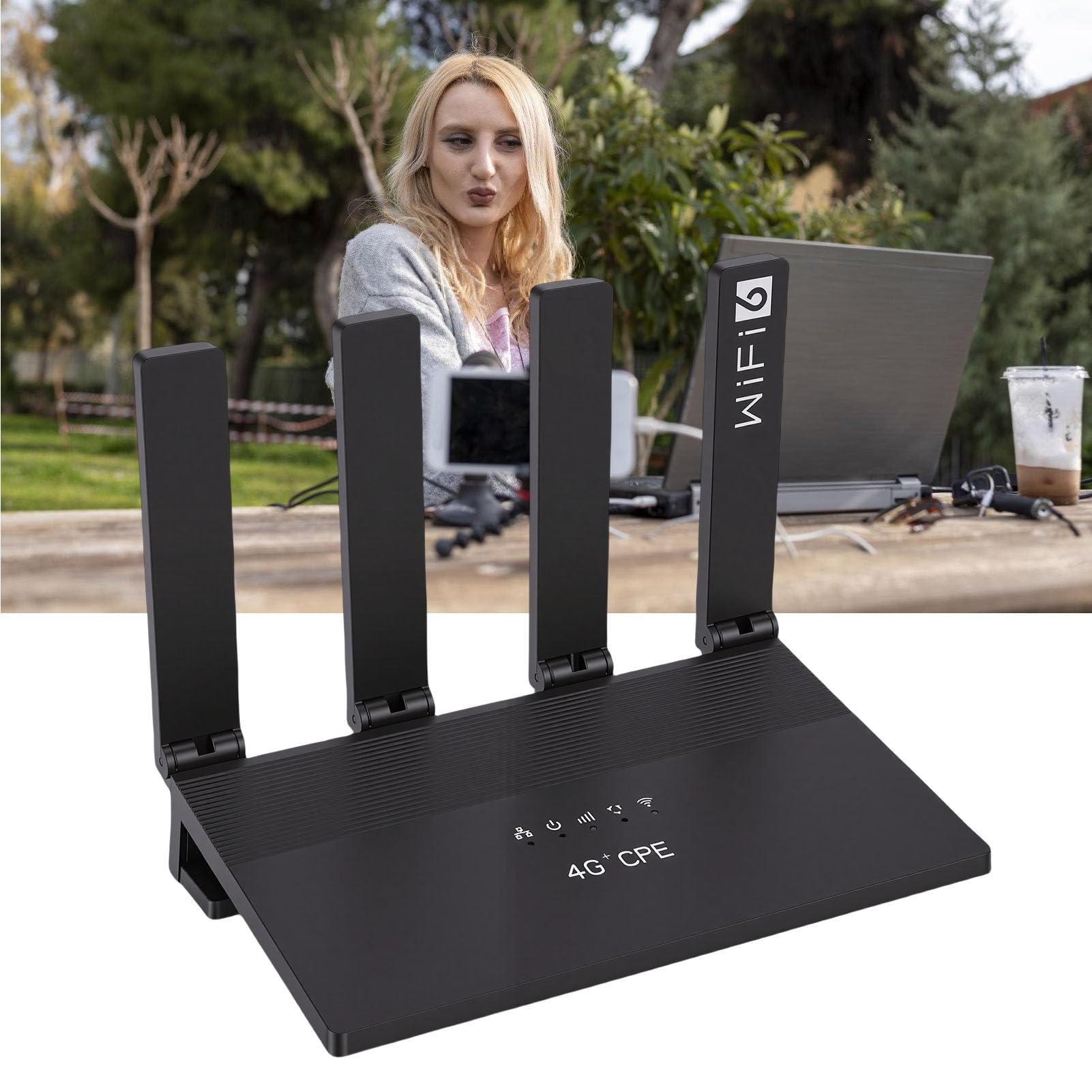 Bewinner Router 4G LTE WiFi 6 300 Mb/s, Mobilny Punkt Dostępu z Gniazdem Karty SIM, 4 Anteny o Dużym Zasięgu, Wiele urządzeń OFDMA, Ogólnodomowa sieć Mesh dla Europejskich Pasm Azjatyckich
