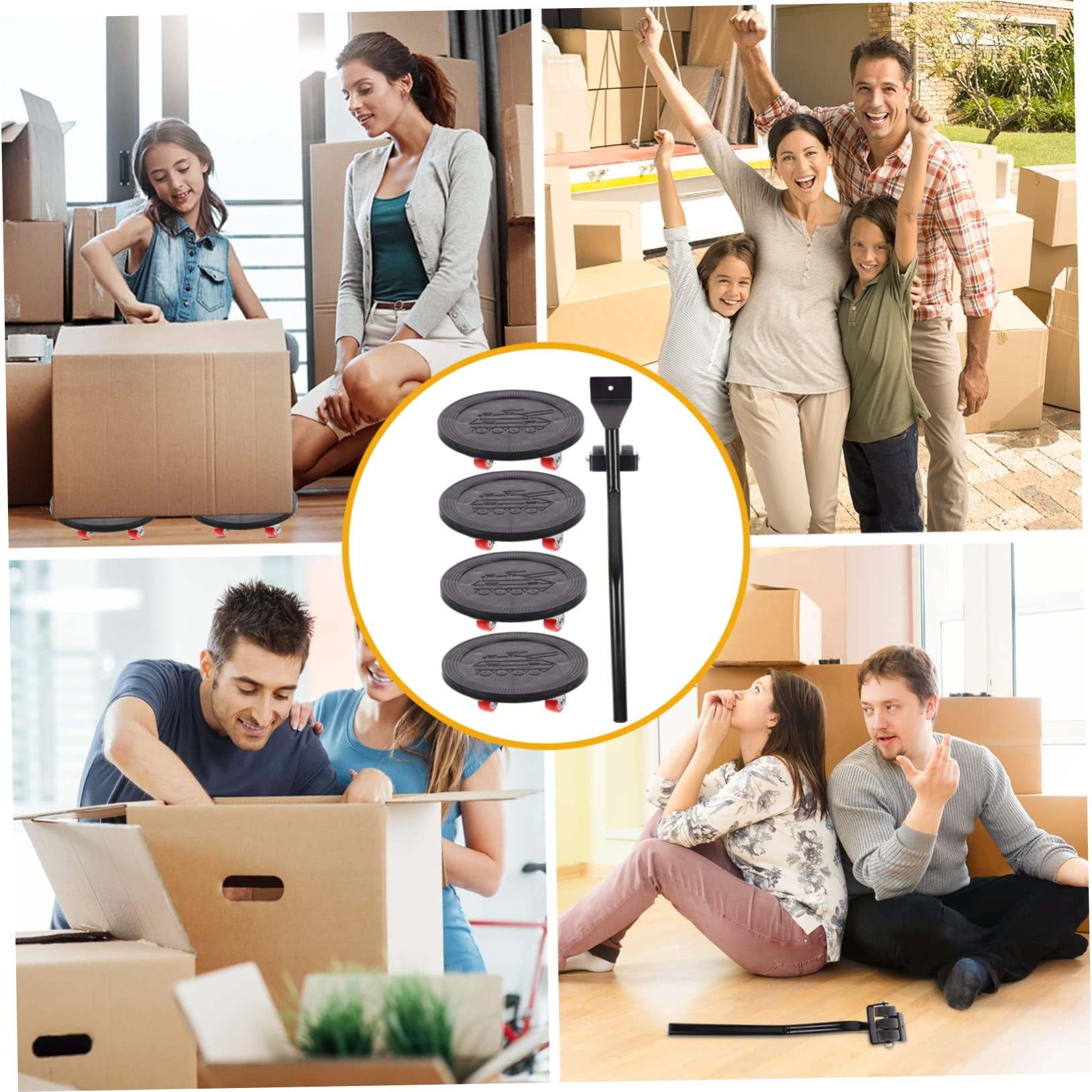Basi per Spostare Mobili, Set 1 Pezzo, Portata 1000kg | Ferro Abs Gomma, Nero, Utensile per Trasloco Domestico, Sollevamento e Movimentazione di Carichi