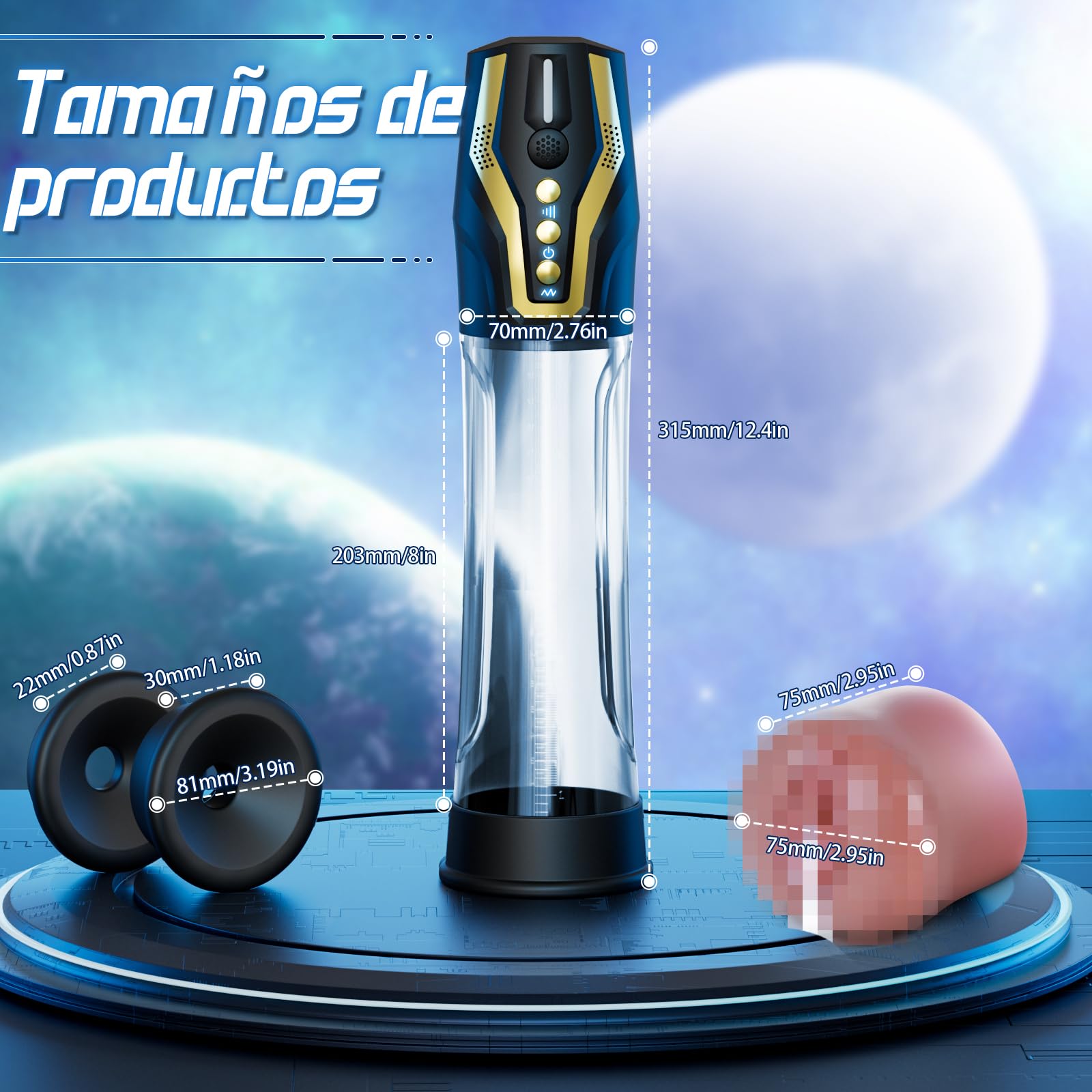 Alargador de Pene Masturbador Hombre Automatico - Control por Voz Bomba de Vacio Erector con 4 Modos de Succión & Bombeo, Masturbador Masculino Alargador Pene Masturbádores Masculino Sex Toys