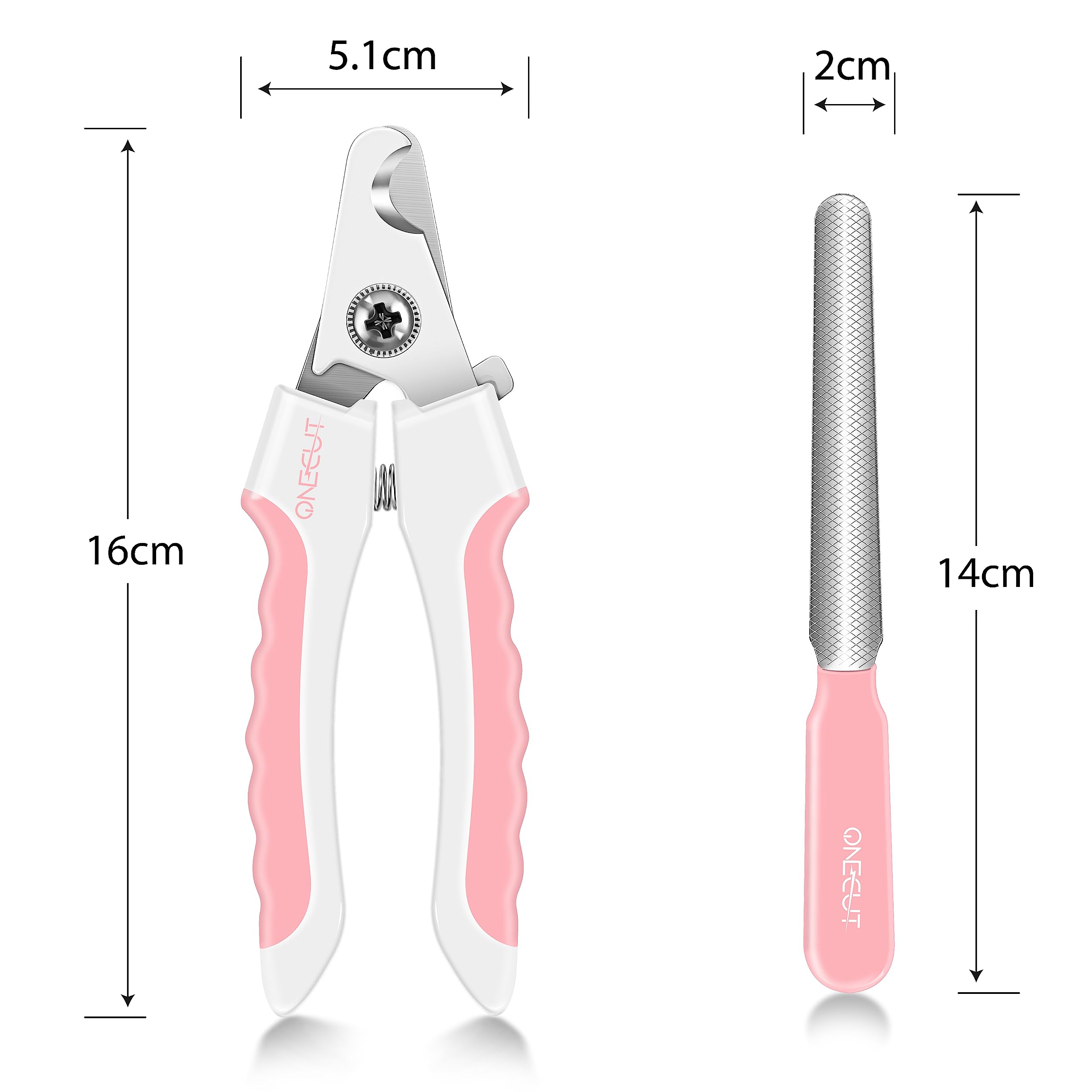 OneCut 6" Dog Nail Clippers for Small, Medium and Large Breed Professional Pet Nail Trimmers -Suitable for Cats, Rabbits and Guinea Pigs with Safety Guard to Avoid Over Cutting (Pink) - image 2