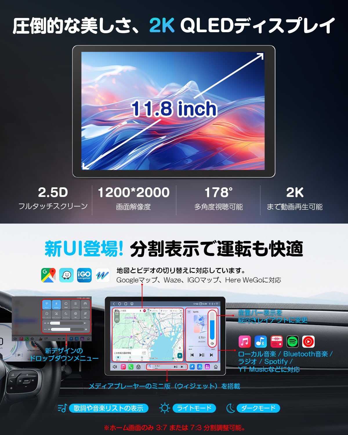 Amazon.co.jp: EONON UX6SKJ-PRO-MAX-D 11.8 Inch Display Audio 2DIN