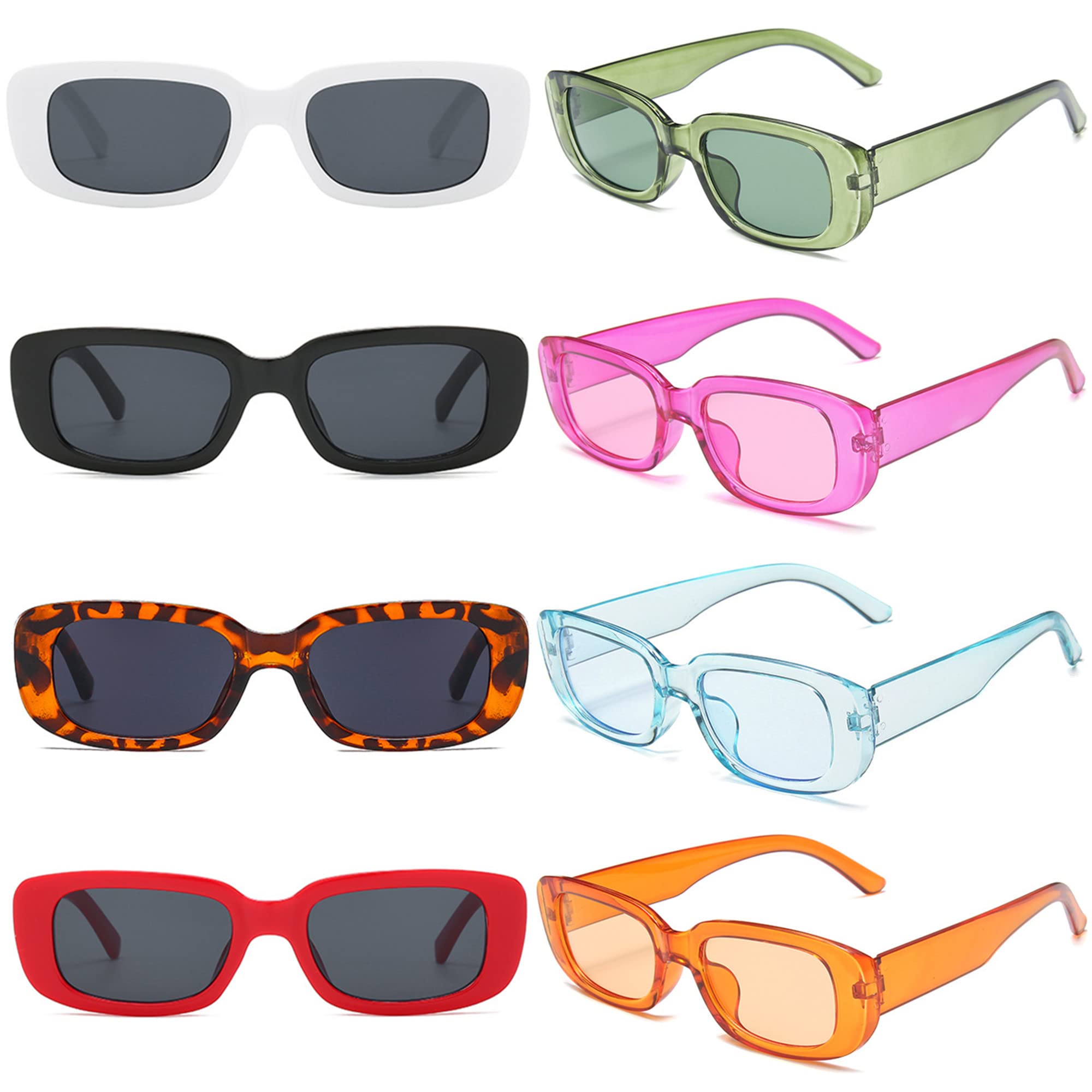Eyegla 8 Pack Retro Rectangle Sunglasses for Women Trendy Square Party Glasses Bulk for Women Men