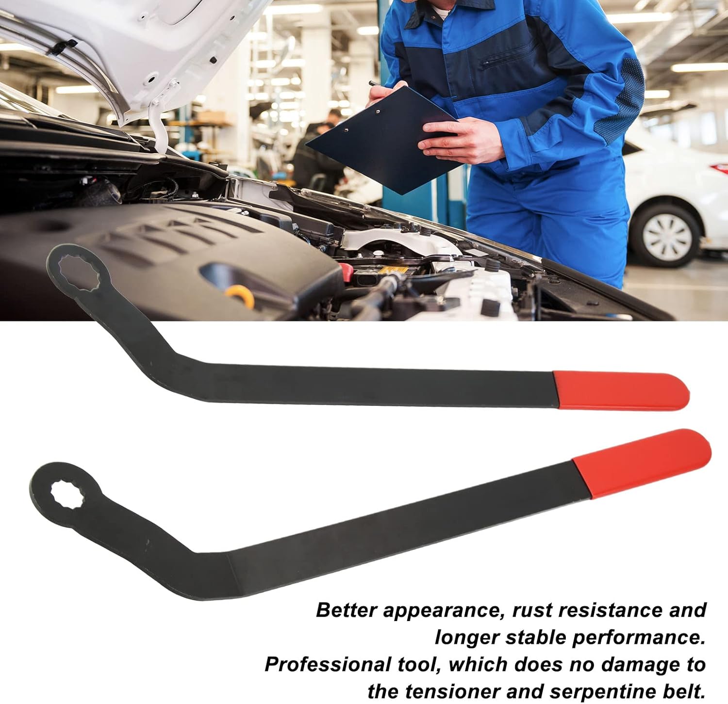 N16 Serpentine Belt Tool, KIMISS Engine Serpentine Belt Tool 2PCs 1016 Serpentine Belt Wrench Tool Set Replacement for Equipped with N12 N14 N16 N18 Engines for Vehicle