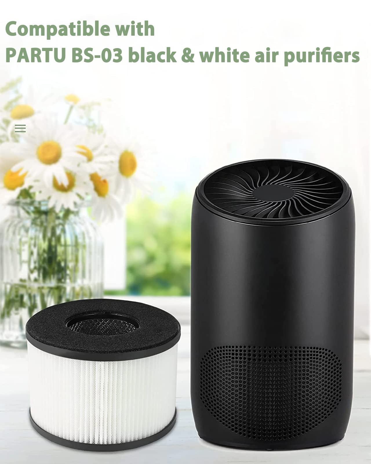 Future Way BS-03 Filter Replacement Compatible with PARTU and Slevoo BS-03 Air Purifier, H13 True HEPA and Activated Carbon Filter, Part# U & X, 2 Pack