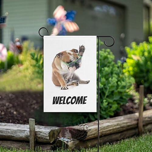 Miniatura 6 de susiyo Linda bandera de jardín de bulldog inglés divertida de 12 x 18 pulgadas con impresión vertical de doble cara para decoración de patio al aire